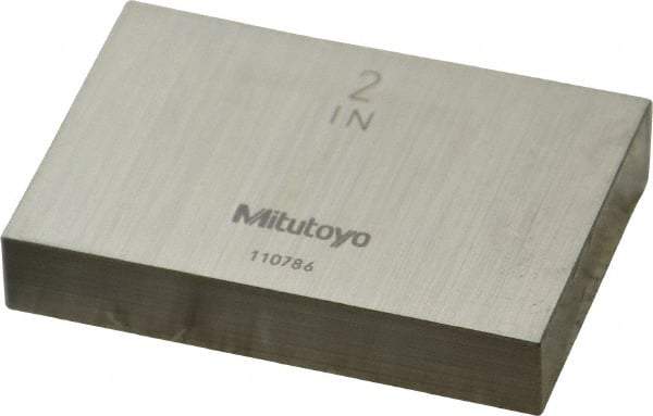 Mitutoyo - 2" Rectangular Steel Gage Block - Accuracy Grade AS-1, Includes Certificate of Inspection - Industrial Tool & Supply