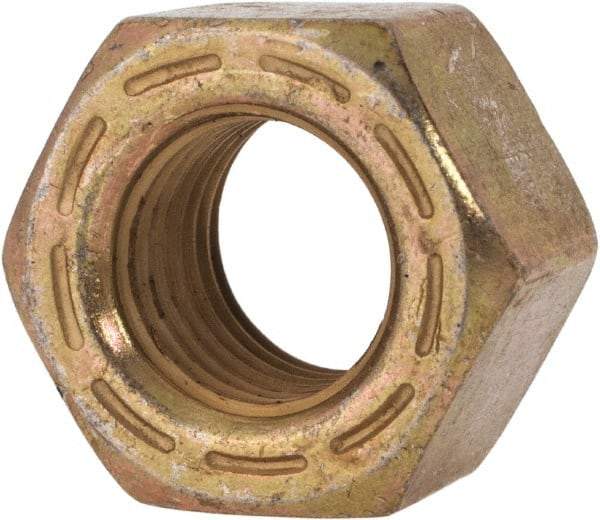 Made in USA - 7/16-20 UNF Steel Right Hand Hex Nut - 11/16" Across Flats, 0.445" High, Zinc Yellow Dichromate Cad & Waxed Finish - Industrial Tool & Supply
