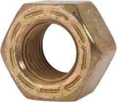 Made in USA - 7/16-20 UNF Steel Right Hand Hex Nut - 11/16" Across Flats, 0.445" High, Zinc Yellow Dichromate Cad & Waxed Finish - Industrial Tool & Supply