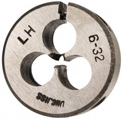 Interstate - #6-32 UNC Thread, 1" Outside Diam High Speed Steel Round Die - Left Hand Thread, Adjustable - Exact Industrial Supply