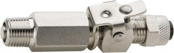 Parker - 1/4" OD, Grade 316Stainless Steel Single End Shutoff Pipe Coupler - 150 Max Working psi, 1/2" Hex, Comp x MNPT Ends - Industrial Tool & Supply
