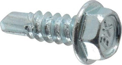 Buildex - #8, Hex Washer Head, Hex Drive, 1/2" Length Under Head, #2 Point, Self Drilling Screw - Steel, Zinc-Plated Finish - Industrial Tool & Supply