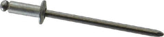 Marson - Button Head Steel Open End Blind Rivet - Steel Mandrel, 0.126" to 0.187" Grip, 1/4" Head Diam, 0.129" to 0.133" Hole Diam, 0.337" Length Under Head, 1/8" Body Diam - Industrial Tool & Supply