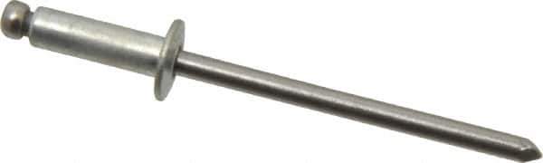 Marson - Button Head Steel Open End Blind Rivet - Steel Mandrel, 0.188" to 1/4" Grip, 1/4" Head Diam, 0.129" to 0.133" Hole Diam, 0.4" Length Under Head, 1/8" Body Diam - Industrial Tool & Supply