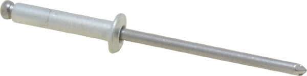 Marson - Button Head Steel Open End Blind Rivet - Steel Mandrel, 0.376" to 1/2" Grip, 1/4" Head Diam, 0.129" to 0.133" Hole Diam, 0.65" Length Under Head, 1/8" Body Diam - Industrial Tool & Supply