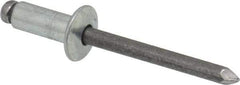 Marson - Button Head Steel Open End Blind Rivet - Steel Mandrel, 0.251" to 3/8" Grip, 1/2" Head Diam, 0.257" to 0.261" Hole Diam, 5/8" Length Under Head, 1/4" Body Diam - Industrial Tool & Supply