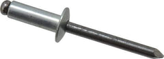 Marson - Button Head Steel Open End Blind Rivet - Steel Mandrel, 0.376" to 1/2" Grip, 1/2" Head Diam, 0.257" to 0.261" Hole Diam, 3/4" Length Under Head, 1/4" Body Diam - Industrial Tool & Supply