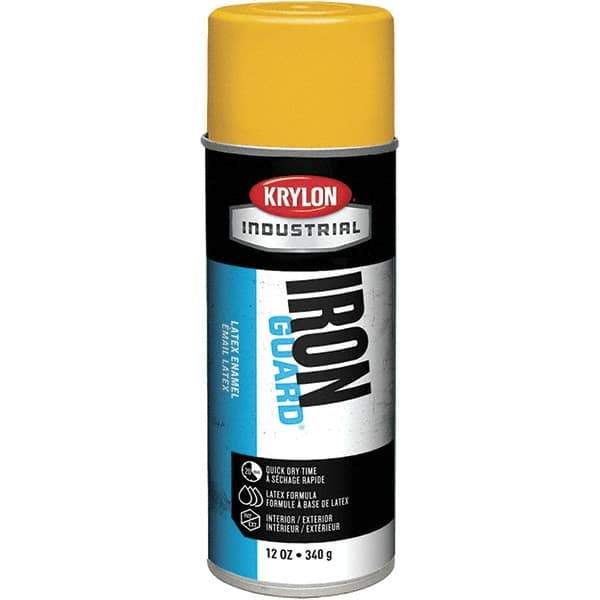 Krylon - OSHA Yellow, Gloss, Enamel Spray Paint - 12 to 15 Sq Ft per Can, 12 oz Container, Use on Masonry, Metal, Plaster, Plastic Foam & Wicker, Plastics, Wood - Industrial Tool & Supply