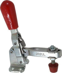 De-Sta-Co - 200 Lb Holding Capacity, Vertical Handle, Manual Hold Down Toggle Clamp - 65° Handle Movement, 105° Bar Opening, U-Bar, Flanged Base, Electro-Plated Zinc, Carbon Steel - Industrial Tool & Supply