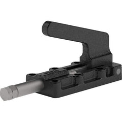De-Sta-Co - 550 Lb Load Capacity, Flanged Base, Carbon Steel, Standard Straight Line Action Clamp - 6 Mounting Holes, 0.22" Mounting Hole Diam, 0.39" Plunger Diam, Straight Handle - Industrial Tool & Supply