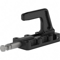 De-Sta-Co - 1,100 Lb Load Capacity, Flanged Base, Carbon Steel, Standard Straight Line Action Clamp - 6 Mounting Holes, 0.26" Mounting Hole Diam, 0.55" Plunger Diam, Straight Handle - Industrial Tool & Supply