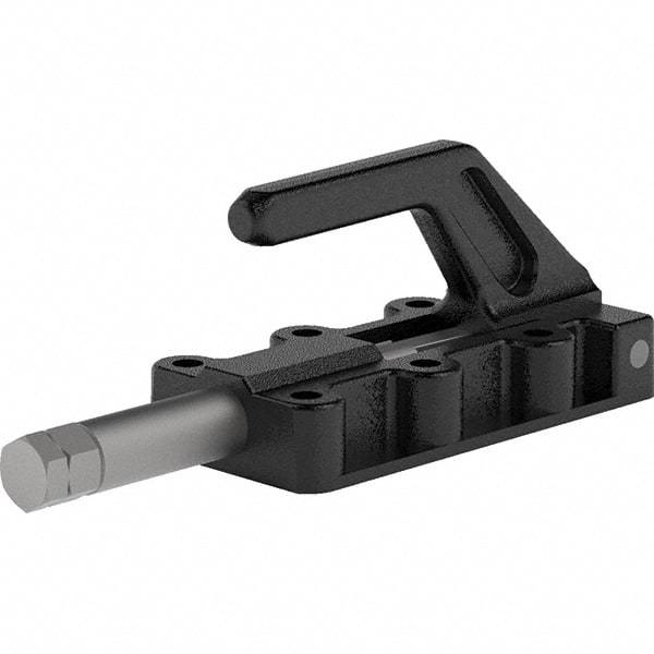 De-Sta-Co - 1,650 Lb Load Capacity, Flanged Base, Carbon Steel, Standard Straight Line Action Clamp - 6 Mounting Holes, 0.33" Mounting Hole Diam, 3/4" Plunger Diam, Straight Handle - Industrial Tool & Supply