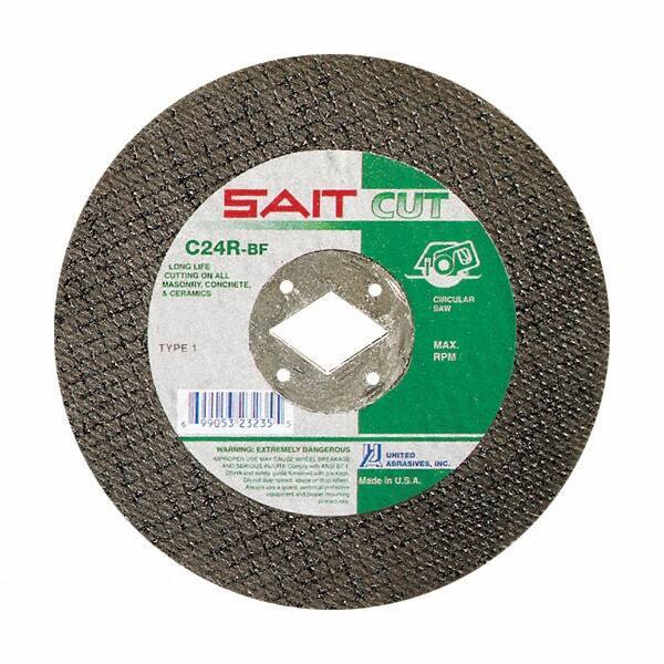 Sait - 6-1/2" 24 Grit Silicon Carbide Cutoff Wheel - 3/32" Thick, 5/8" Arbor, 8,500 Max RPM, Use with Circular Saws - Industrial Tool & Supply