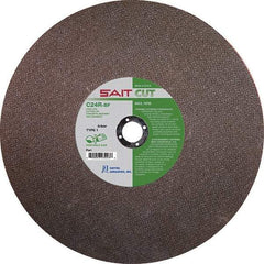 Sait - 14" 24 Grit Silicon Carbide Cutoff Wheel - 1/8" Thick, 1" Arbor, 5,400 Max RPM, Use with Portable Tools - Industrial Tool & Supply