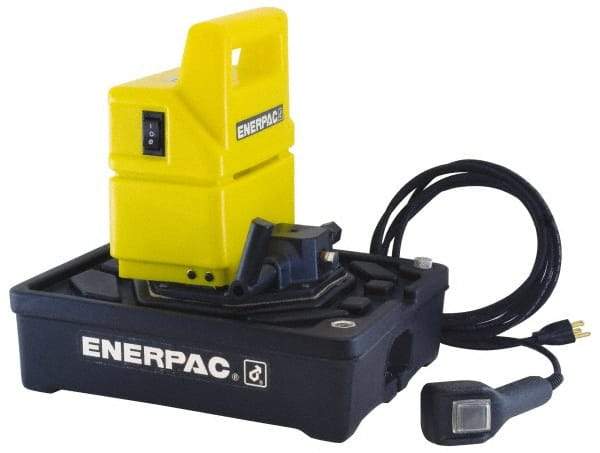 Enerpac - 10,000 psi Electric Hydraulic Pump & Jack - 1 Gal Oil Capacity, 3-Way, 2 Position Valve, Use with Single Acting Cylinders, Advance, Hold & Retract - Industrial Tool & Supply