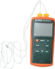 Extech - -200 to 1,999°F EasyView Dual Input Thermometer - Dual Digital Display, K Thermocouple Sensor, Battery Power - Industrial Tool & Supply
