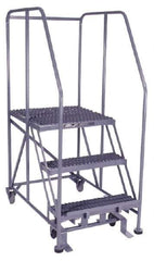 PW Platforms - 3 Step, 60 Inch Overall Height, Grip Strut Tread, Rolling Safety Ladder - 600 Lb. Load Capacity, 30 Inch Platform Height, 26 Inch Base Width x 44 Inch Base Depth - Industrial Tool & Supply