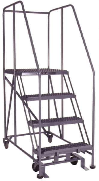 PW Platforms - 4 Step, 70 Inch Overall Height, Grip Strut Tread, Rolling Safety Ladder - 600 Lb. Load Capacity, 40 Inch Platform Height, 40 Inch Base Width x 52 Inch Base Depth - Industrial Tool & Supply