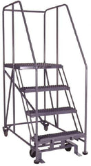 PW Platforms - 4 Step, 70 Inch Overall Height, Grip Strut Tread, Rolling Safety Ladder - 600 Lb. Load Capacity, 40 Inch Platform Height, 40 Inch Base Width x 52 Inch Base Depth - Industrial Tool & Supply