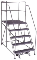 PW Platforms - 5 Step, 86 Inch Overall Height, Grip Strut Tread, Rolling Safety Ladder - 600 Lb. Load Capacity, 50 Inch Platform Height, 40 Inch Base Width x 67 Inch Base Depth - Industrial Tool & Supply