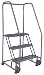 PW Platforms - 2 Step, 50 Inch Overall Height, Grip Strut Tread, Tilt and Roll Safety Ladder - 350 Lb. Load Capacity, 20 Inch Platform Height, 28 Inch Base Width x 24 Inch Base Depth - Industrial Tool & Supply