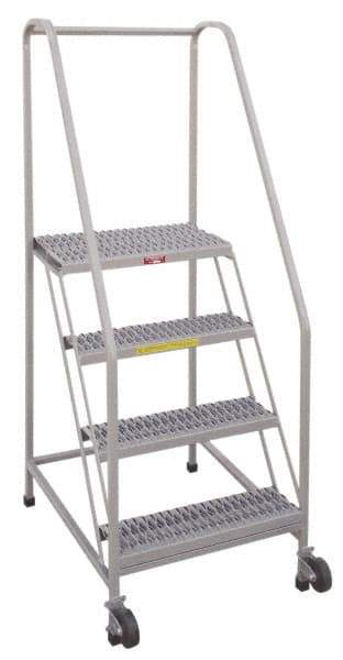PW Platforms - 5 Step, 80 Inch Overall Height, Grip Strut Tread, Tilt and Roll Safety Ladder - 350 Lb. Load Capacity, 50 Inch Platform Height, 28 Inch Base Width x 43 Inch Base Depth - Industrial Tool & Supply