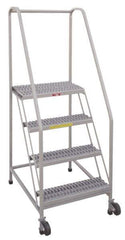 PW Platforms - 5 Step, 80 Inch Overall Height, Grip Strut Tread, Tilt and Roll Safety Ladder - 350 Lb. Load Capacity, 50 Inch Platform Height, 28 Inch Base Width x 43 Inch Base Depth - Industrial Tool & Supply