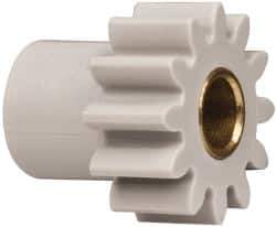 Made in USA - 24 Pitch, 1/2" Pitch Diam, 0.583" OD, 12 Tooth Spur Gear - 1/4" Face Width, 3/16" Bore Diam, 3/8" Hub Diam, 20° Pressure Angle, Acetal - Industrial Tool & Supply