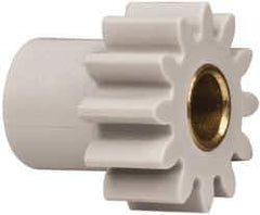 Made in USA - 24 Pitch, 1/2" Pitch Diam, 0.583" OD, 12 Tooth Spur Gear - 1/4" Face Width, 3/16" Bore Diam, 3/8" Hub Diam, 20° Pressure Angle, Acetal - Industrial Tool & Supply