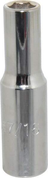 Proto - 7/16", 1/2" Drive, Deep Hand Socket - 6 Points, 3-1/4" OAL, Chrome Finish - Industrial Tool & Supply