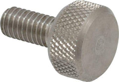 Morton Machine Works - M4x0.70 Knurled Shoulderless Grade 303 Stainless Steel Thumb Screw - 14mm OAL, 9.5mm Head Diam x 5mm Head Height - Industrial Tool & Supply