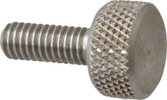 Morton Machine Works - M4x0.70 Knurled Shoulderless Grade 303 Stainless Steel Thumb Screw - 16mm OAL, 9.5mm Head Diam x 5mm Head Height - Industrial Tool & Supply