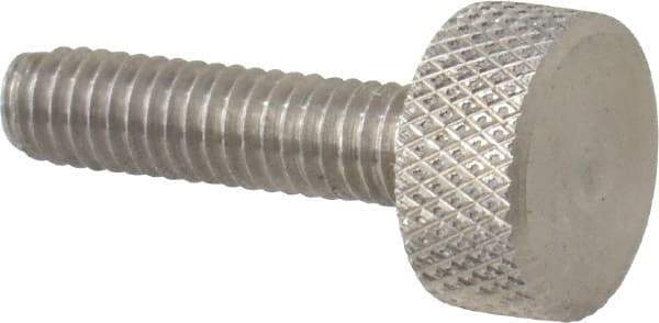 Morton Machine Works - M4x0.70 Knurled Shoulderless Grade 303 Stainless Steel Thumb Screw - 21mm OAL, 9.5mm Head Diam x 5mm Head Height - Industrial Tool & Supply