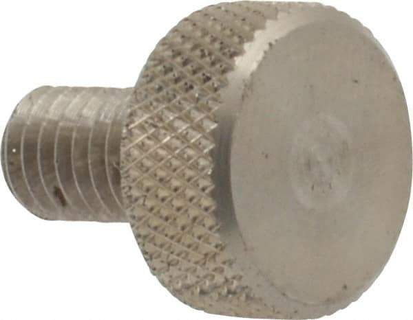 Morton Machine Works - M5x0.80 Knurled Shoulderless Grade 303 Stainless Steel Thumb Screw - 14mm OAL, 11.5mm Head Diam x 5mm Head Height - Industrial Tool & Supply