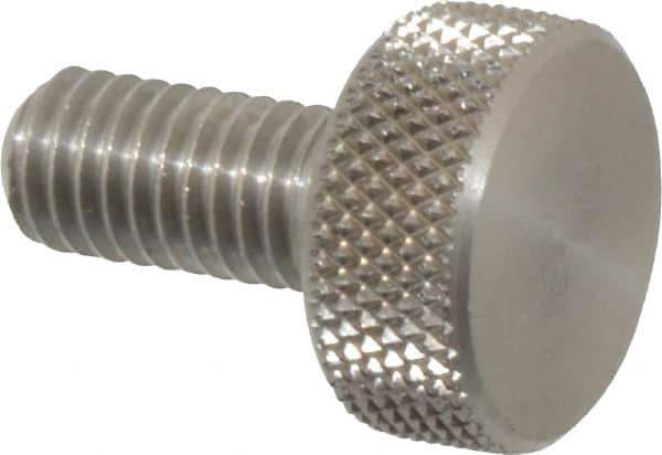 Morton Machine Works - M5x0.80 Knurled Shoulderless Grade 303 Stainless Steel Thumb Screw - 16mm OAL, 11.5mm Head Diam x 5mm Head Height - Industrial Tool & Supply