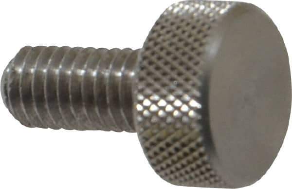 Morton Machine Works - M6x1.00 Knurled Shoulderless Grade 303 Stainless Steel Thumb Screw - 19mm OAL, 13mm Head Diam x 6mm Head Height - Industrial Tool & Supply