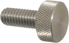 Morton Machine Works - M6x1.00 Knurled Shoulderless Grade 303 Stainless Steel Thumb Screw - 14mm OAL, 13mm Head Diam x 6mm Head Height - Industrial Tool & Supply