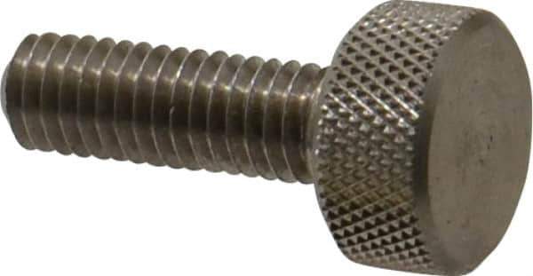 Morton Machine Works - M6x1.00 Knurled Shoulderless Grade 303 Stainless Steel Thumb Screw - 25mm OAL, 13mm Head Diam x 6mm Head Height - Industrial Tool & Supply