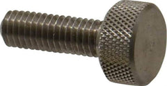 Morton Machine Works - M6x1.00 Knurled Shoulderless Grade 303 Stainless Steel Thumb Screw - 25mm OAL, 13mm Head Diam x 6mm Head Height - Industrial Tool & Supply