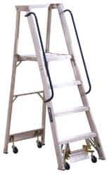 Louisville - 48" 4 Step Ladder - Rolling Platform Ladder, 300 Lb Capacity, 4" Platform Height, 24-1/4" Base Width x 44-3/4" Base Depth - Industrial Tool & Supply