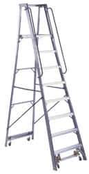 Louisville - 96" 8 Step Ladder - Rolling Platform Ladder, 300 Lb Capacity, 8" Platform Height, 30-1/4" Base Width x 65-3/4" Base Depth - Industrial Tool & Supply
