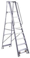 Louisville - 96" 8 Step Ladder - Rolling Platform Ladder, 300 Lb Capacity, 8" Platform Height, 30-1/4" Base Width x 65-3/4" Base Depth - Industrial Tool & Supply