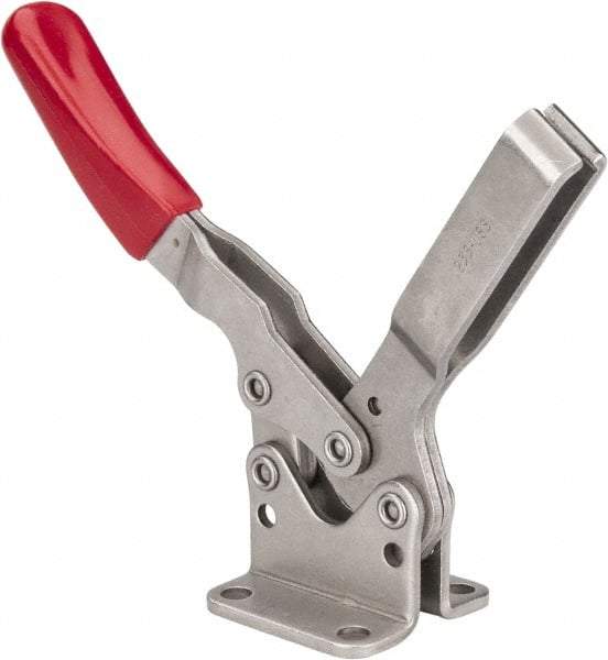De-Sta-Co - 850 Lb Holding Capacity, Horizontal Handle, Manual Hold Down Toggle Clamp - 70° Handle Movement, 92° Bar Opening, U-Bar, Flanged Base, Electro-Plated Zinc, Stainless Steel - Industrial Tool & Supply