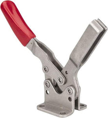 De-Sta-Co - 850 Lb Holding Capacity, Horizontal Handle, Manual Hold Down Toggle Clamp - 70° Handle Movement, 92° Bar Opening, U-Bar, Flanged Base, Electro-Plated Zinc, Stainless Steel - Industrial Tool & Supply