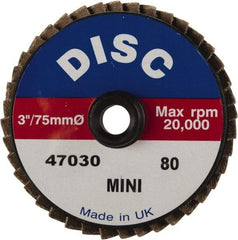 Garryson - 40 Grit, 3" Disc Diam, Type 27 Zirconia Alumina Flap Disc - 20,000 Max RPM, Nylon Backing, Quick Change Type S Attaching System, Coated - Industrial Tool & Supply