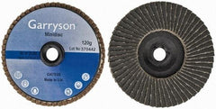 Garryson - 120 Grit, 3" Disc Diam, Type 27 Zirconia Alumina Flap Disc - 20,000 Max RPM, Nylon Backing, Quick Change Type S Attaching System, Coated - Industrial Tool & Supply