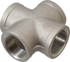Merit Brass - 1-1/4" Grade 304 Stainless Steel Pipe Cross - FNPT End Connections, 150 psi - Industrial Tool & Supply
