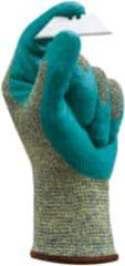 Ansell - Size S (7), ANSI Cut Lvl 4, Abrasion Lvl 3, Nitrile Coated Cut Resistant Gloves - Palm & Fingers Coated, Kevlar Lining, Knit Wrist, Blue, Paired - Industrial Tool & Supply