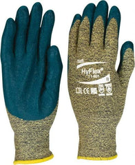 Ansell - Size M (8), ANSI Cut Lvl 4, Abrasion Lvl 3, Nitrile Coated Cut Resistant Gloves - Palm & Fingers Coated, Kevlar Lining, Knit Wrist, Blue, Paired - Industrial Tool & Supply