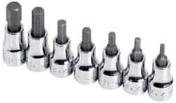 SK - 7 Piece 3/8" Drive Inch Hex Bit Socket Set - 1/8 to 3/8" Hex - Industrial Tool & Supply